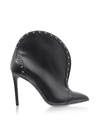 BALMAIN IREN BLACK LEATHER POINTED TOE HIGH HEEL BOOTIES W/STUDS,10751987