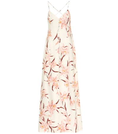 Zimmermann Corsage Floral Strappy-back Maxi Dress In Ivory