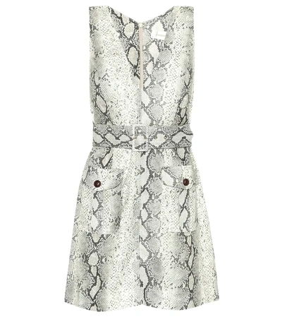 Zimmermann Corsage Python-print Linen Mini Dress In Grey