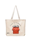 PINTRILL PINTRILL CREAM SNOOPY LIFE IS A DREAM TOTE BY MR A - WHITE