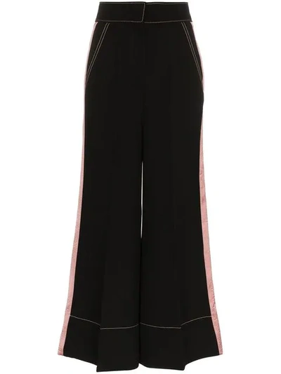 Roksanda Hasani Wide Leg Contrasting Stripe Trousers - 黑色 In Black