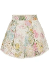 ZIMMERMANN HEATHERS FLORAL-PRINT BRODERIE ANGLAISE COTTON SHORTS