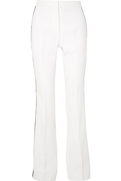 Michael Kors Striped Crepe Flared Trousers In White
