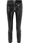 FRAME SLICK CROPPED PATENT-LEATHER HIGH-RISE SLIM-LEG PANTS