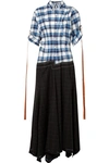 LOEWE ASYMMETRIC CHECKED COTTON, WOOL AND MOHAIR-BLEND DRESS