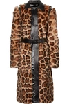 GIVENCHY Oversized glossed leather-trimmed leopard-print shearling coat