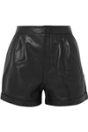 FRAME PLEATED LEATHER SHORTS