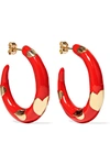 ALISON LOU AMOUR 14-KARAT GOLD AND ENAMEL HOOP EARRINGS