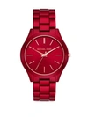 Michael Kors Petite Runway Stainless Steel Bracelet Watch In Red