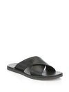 SAKS FIFTH AVENUE COLLECTION LEATHER CROSS STRAP SANDALS,400099259153
