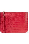 IRIS & INK IRIS & INK WOMAN NED CROC-EFFECT LEATHER POUCH RED,3074457345619329987