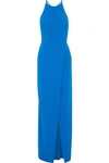 HALSTON HERITAGE HALSTON WOMAN SPLIT-FRONT CUTOUT CREPE GOWN BRIGHT BLUE,3074457345619620226