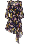 ALICE MCCALL ALICE MCCALL WOMAN GET IN LINE COLD-SHOULDER FLORAL-PRINT GEORGETTE MINI DRESS NAVY,3074457345619561281