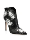 GIANVITO ROSSI Mable Studded Leaf Point-Toe Leather Booties