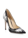 GIANVITO ROSSI Ellipsis High-Back Studded Leaf Leather Pumps