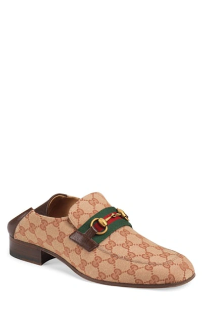 Gucci Horsebit Collapsible Leather Loafer In Beige