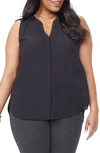 Nydj Print Sleeveless Pleat Back Top In Black