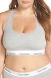 Calvin Klein Plus Modern Cotton Unlined Racerback Bralette In Grey Heather