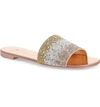 Giuseppe Zanotti Crystal-embellished Flat Metallic Slide Sandals In Rose Ombre