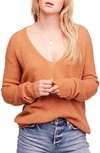 Free People Gossamer V-neck Sweater In Terracotta