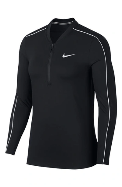 Nike Court Dri-fit Women's 1/2-zip Long-sleeve Tennis Top In Black/ White/  White/ Black | ModeSens
