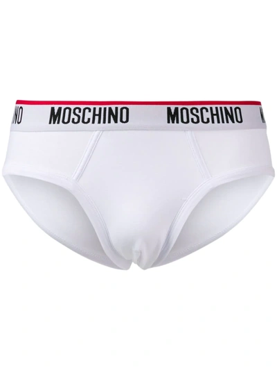 Moschino Set Of 2 Cotton Jersey Slips With Logo In White