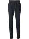 FENDI FENDI SKINNY JEANS WITH EMBROIDERED DETAILS - BLUE