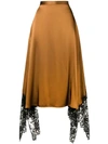 CHRISTOPHER KANE LACE TRIM SATIN SKIRT