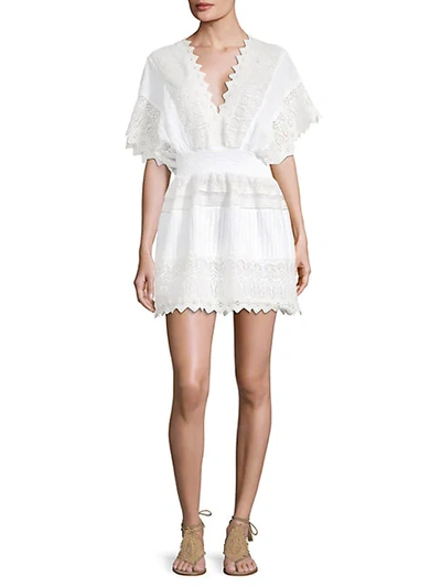 Kas New York V-neck Embroidered Lace Dress In White