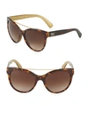 DOLCE & GABBANA Tortoiseshell 57MM Round Sunglasses,0400099423325
