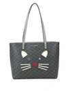 KARL LAGERFELD Cat Face Leather Tote,0400099651030