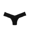 Hanky Panky Original-rise Organic Cotton Lace-trim Thong In Black