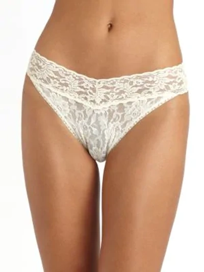 Hanky Panky Signature Lace Original-rise Rolled Thong In Chai