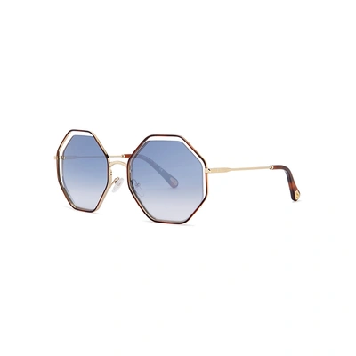 Chloé Poppy Octagon-frame Sunglasses In Blue