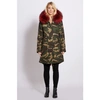 POPSKI LONDON 3-4 CAMOUFLAGE PARKA WITH BURGUNDY FUR COLLAR AND LINING,2915586