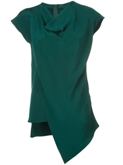 Adam Lippes Silk Crepe Cowl Neck Top - 绿色 In Emerald