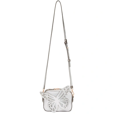 Sophia Webster Flossy Butterfly Metallic Leather Camera Bag In Silver