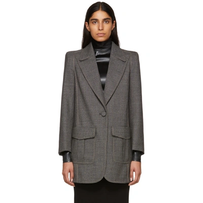 Fendi Houndstooth Virgin-wool Blend Blazer In Brown