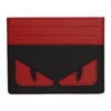 FENDI FENDI RED AND BLACK BAG BUGS CARD HOLDER