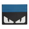 FENDI FENDI BLUE AND BLACK BAG BUGS CARD HOLDER