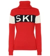 Perfect Moment Schild Intarsia Merino Wool Sweater In Red