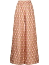 LA DOUBLEJ LA DOUBLEJ PATTERNED WIDE LEG TROUSERS - 红色