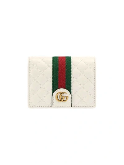 Gucci Leather Card Case Wallet With Double G In 9179 White