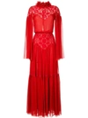 COSTARELLOS pleated lace gown
