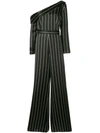 SAFIYAA LONDON PINSTRIPED ONE-SHOULDER JUMPSUIT