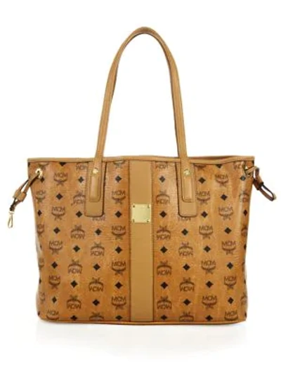 Mcm Women's Medium Liz Reversible Visetos Leather Shopper In Cognac