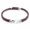 ANCHOR & CREW DEEP PURPLE CONWAY SILVER & BRAIDED LEATHER BRACELET