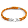 ANCHOR & CREW FIRE ORANGE CONWAY SILVER & BRAIDED LEATHER BRACELET