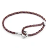 ANCHOR & CREW DEEP PURPLE BLAKE SILVER & BRAIDED LEATHER BRACELET