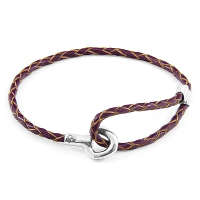 Anchor & Crew Deep Purple Blake Silver & Braided Leather Bracelet